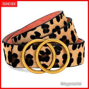 Women's Leather Belt Double Ring Buckle Adjustable 24-55 Inch Waist